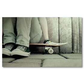 Αφίσα (skateboard, κορίτσι, μαύρο, λευκό, άσπρο)